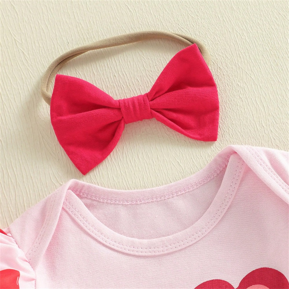 3PCS LOVE Letter Heart Print Long Sleeve Baby Set
