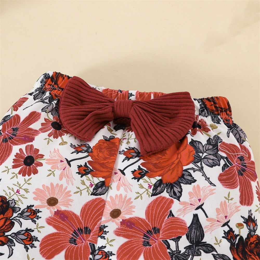 3PCS Comfy Floral Printed Long Sleeve Baby Set