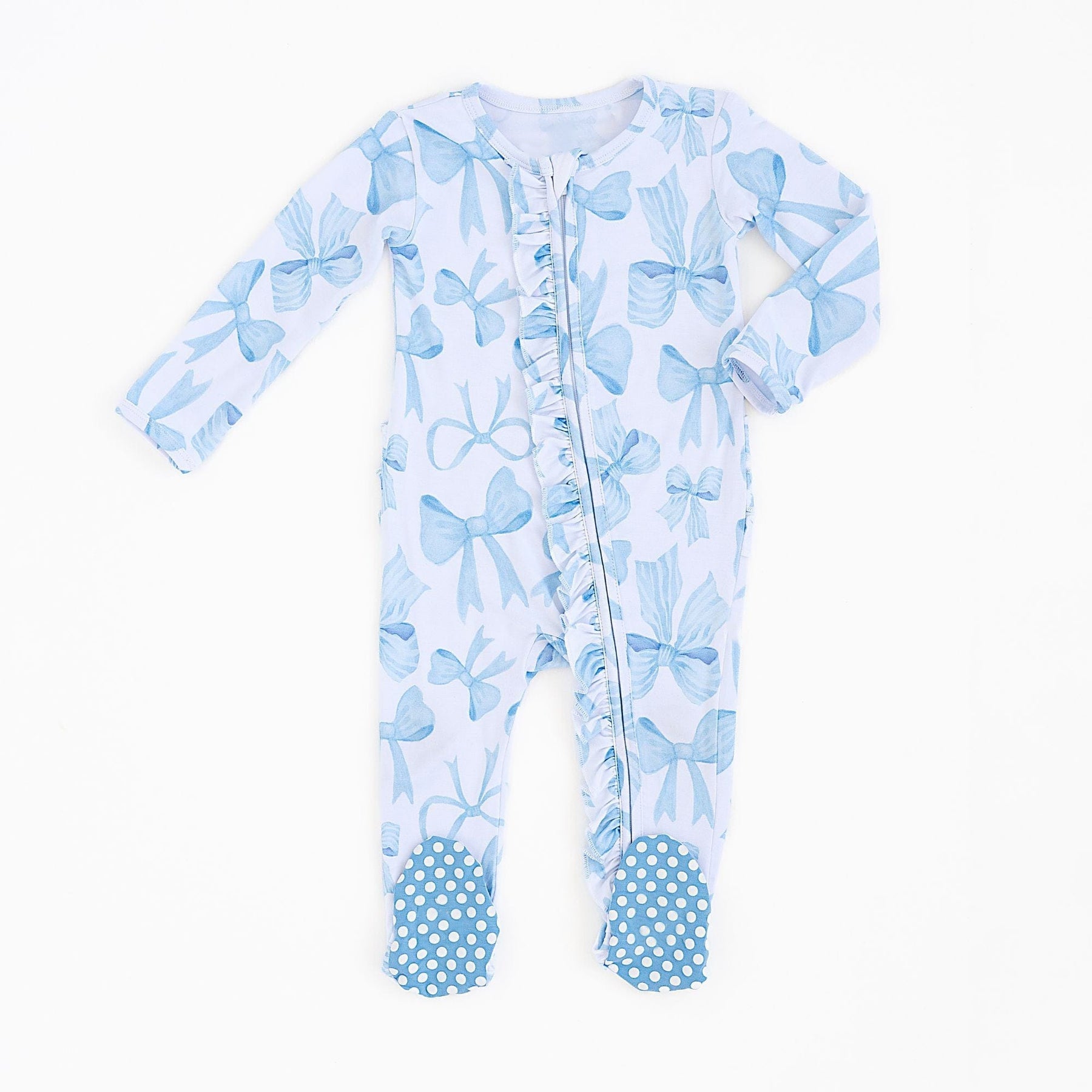 2PCS Pretty Bowknot Printed Long Sleeve Baby Jumpsuit