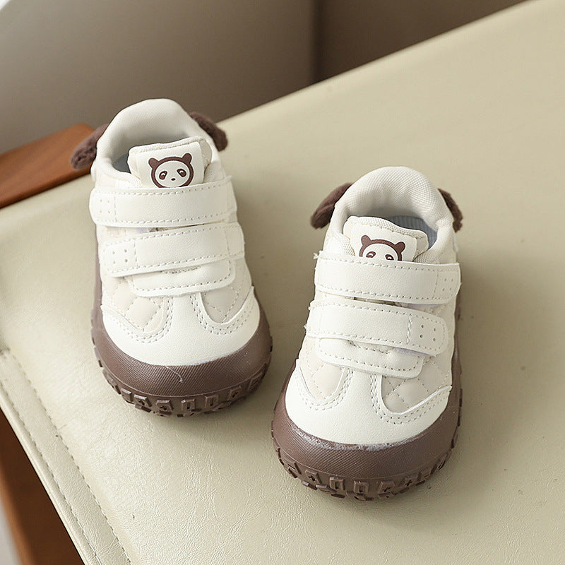 Cute Panda Printed Breathable Anti Slip Dual Strap Baby Shoes