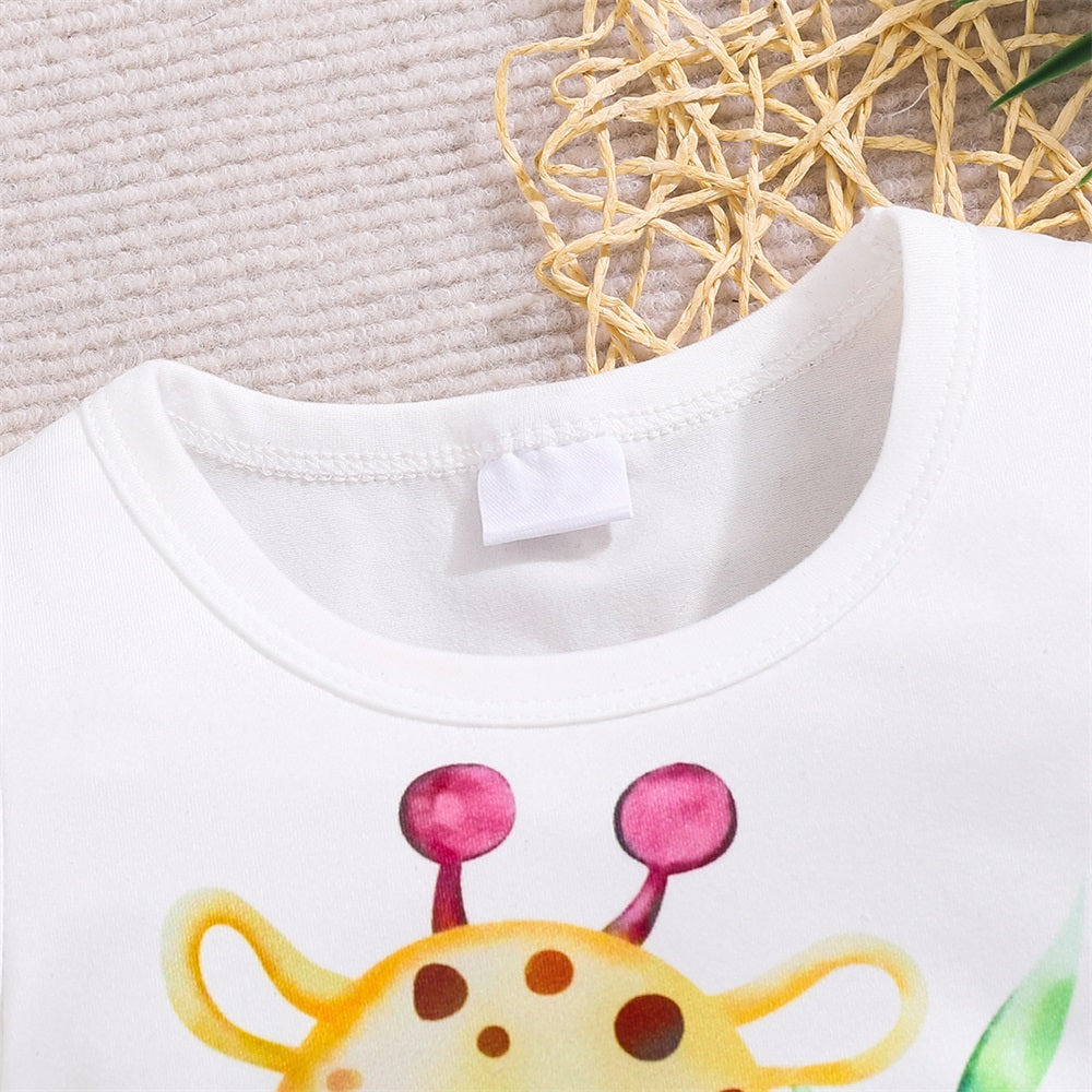 Summer Casual Animal Printed Short Sleeve Baby Jumpsuit