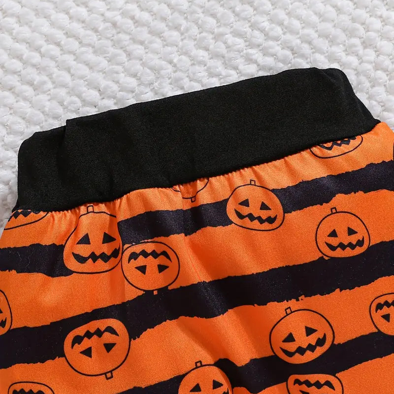 3PCS Pumpkin And Stripe Printed Long Sleeve Baby Set