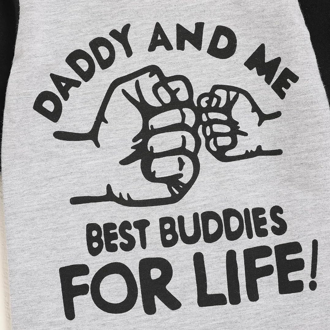 2PCS Casual Daddy and Me Letter Printed Long Sleeve Baby Jumpsuit