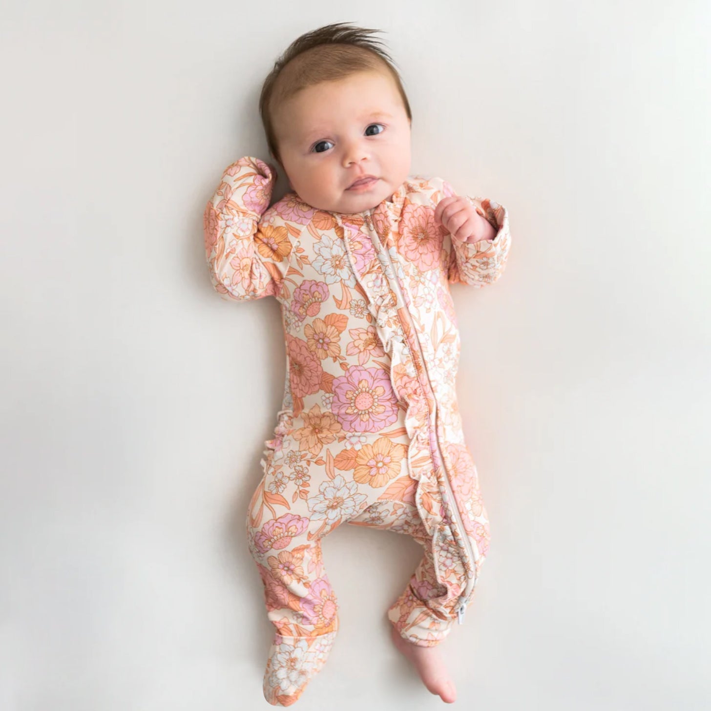 Comfy All Over Floral Printed Long Sleeve Baby Jumpsuit