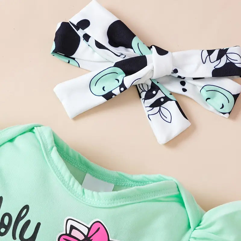 3PCS Holy Cow I'm Cute Letter Printed Long Sleeve Baby Set