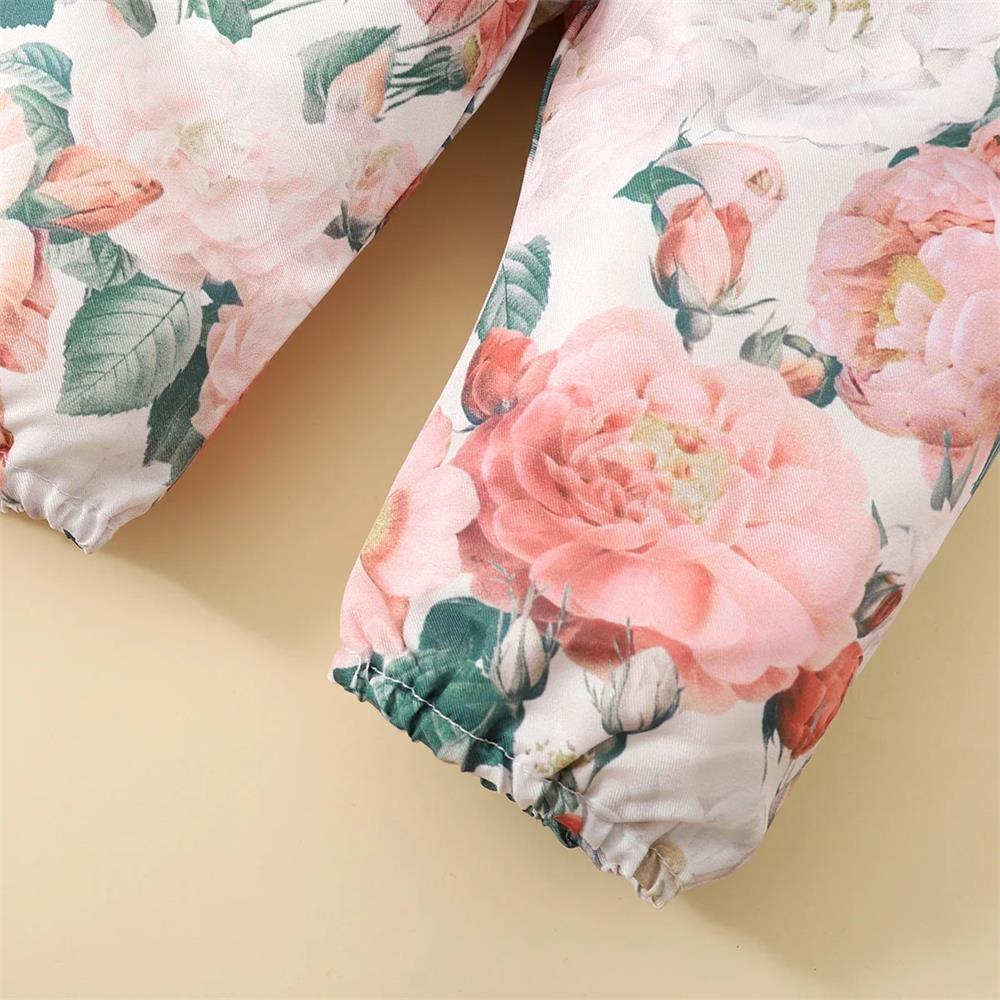3PCS Chic Floral Printed Long Sleeve Baby Set