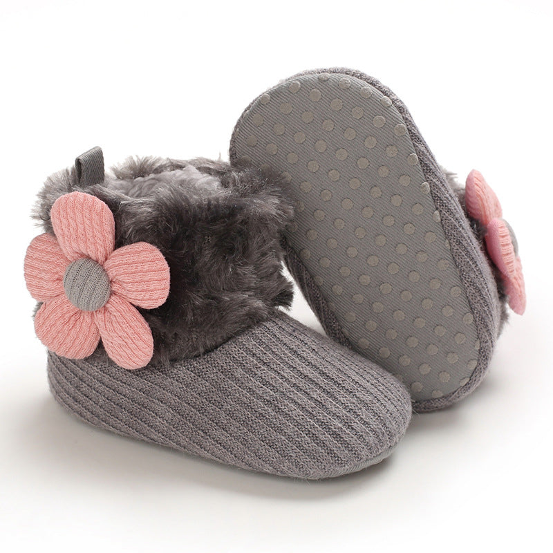 Hook Loop Fleece Snow Boots Soft Sole Baby Shoes