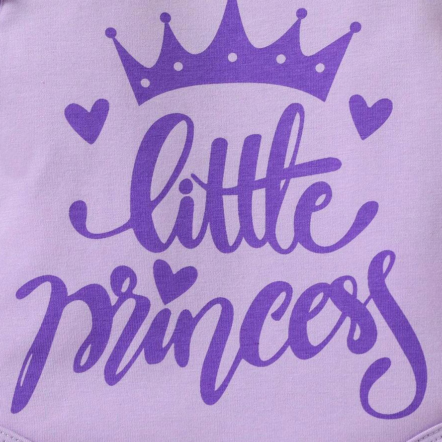 3PCS Cheerful Little Princess Letter Floral Printed Long Sleeve Baby Set