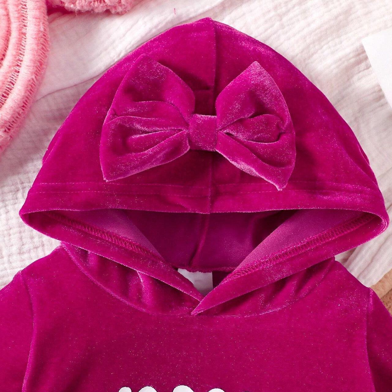 2PCS Mama's Girl Letter Printed Hooded Long Sleeve Baby Set