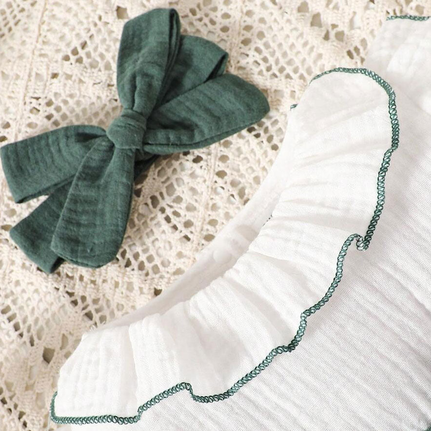 2PCS Sweet Color Block Bow Long Sleeve Baby Girl Jumpsuit