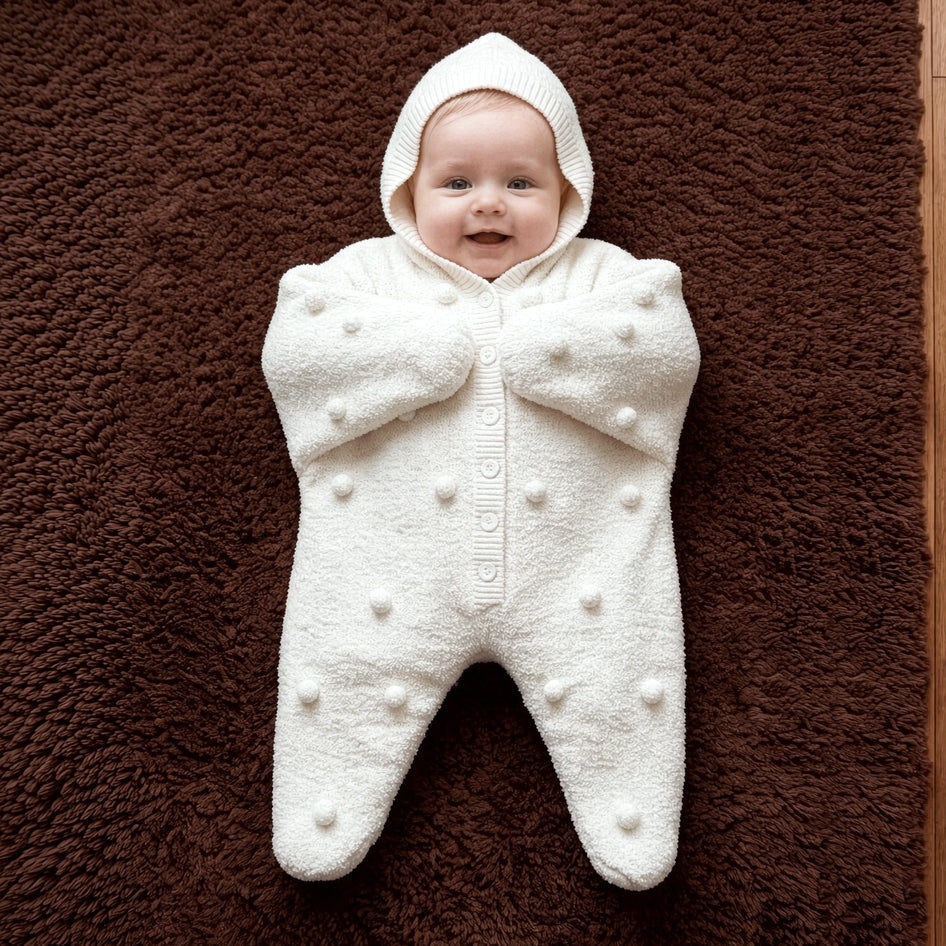Sweet Starfish Long Sleeve Baby Hooded Knit Jumpsuit