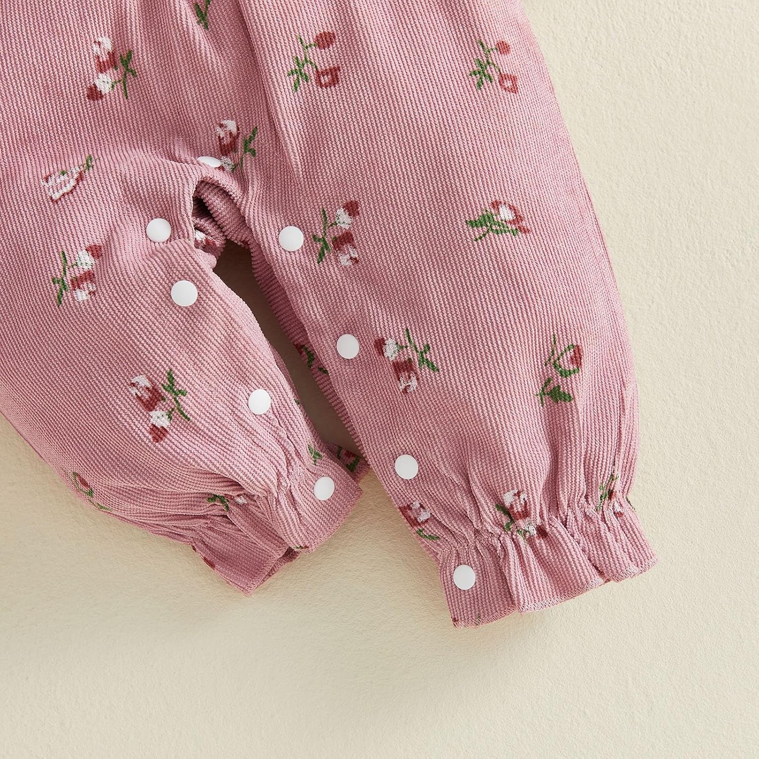 2PCS Classy Floral Printed Long Sleeve Baby Girl Jumpsuit