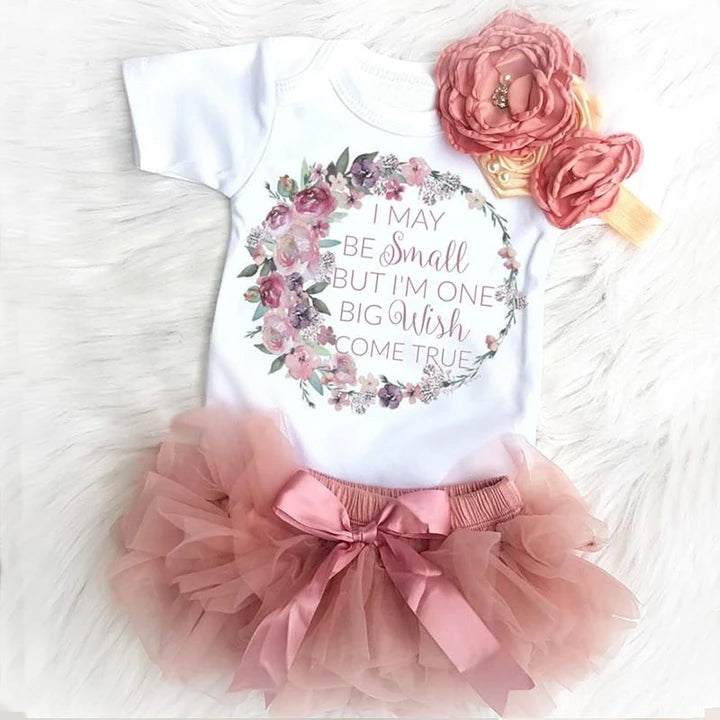 Baby Ruffled Floral Letter Print Top & Tutu Skirt