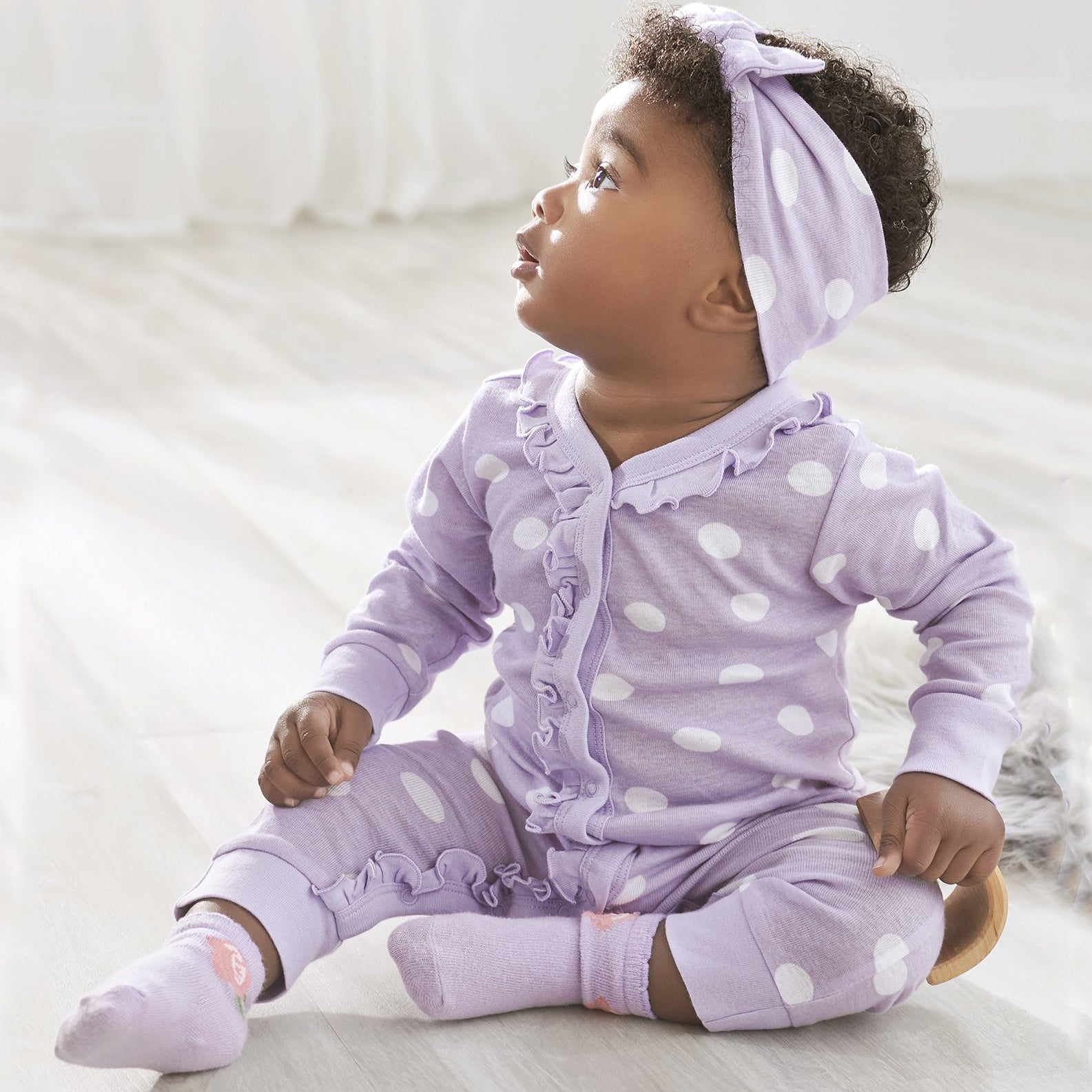 2PCS Cute Floral Polka Dots Printed Baby Jumpsuit