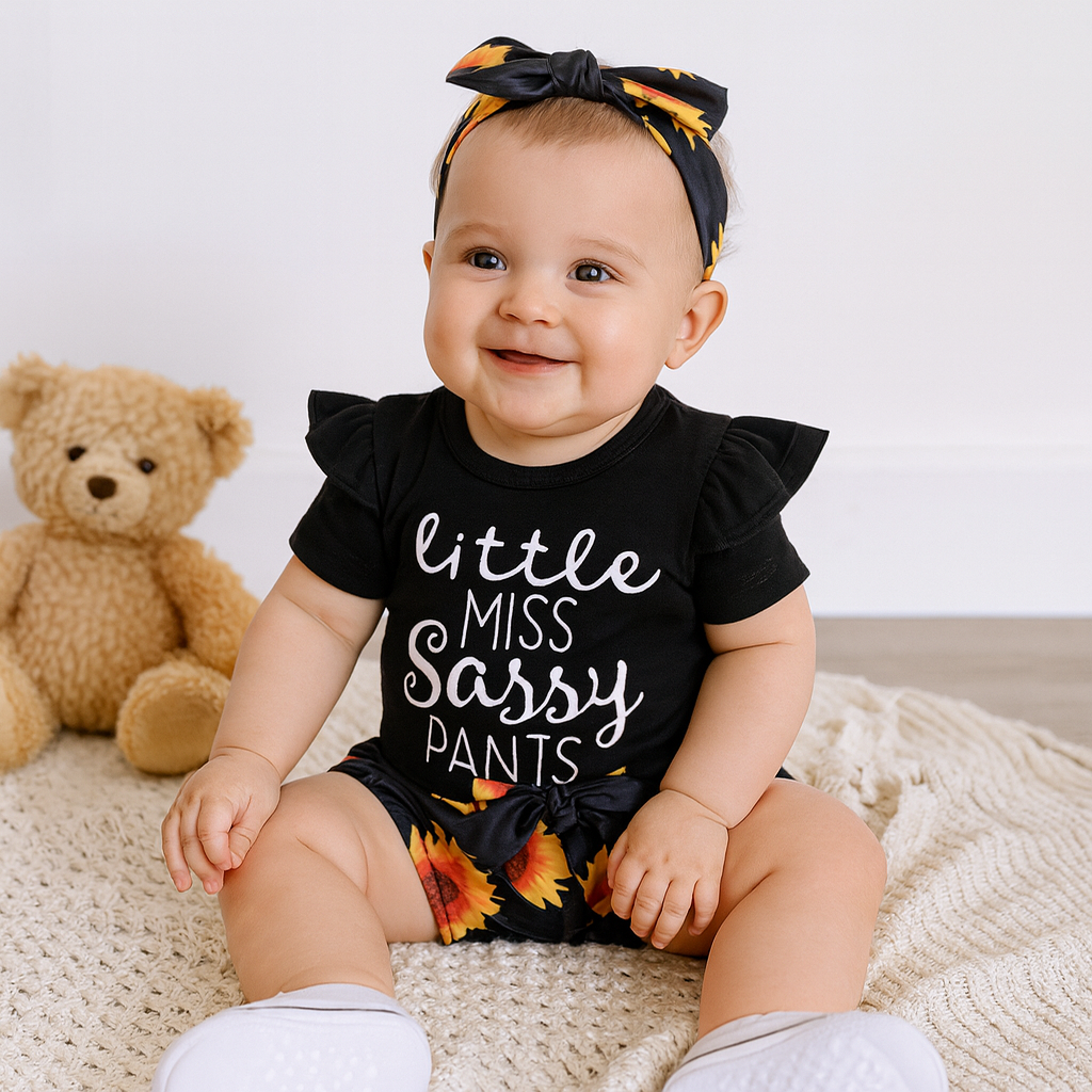 Little Miss Sassy Pants Ensemble court tournesol pour bébé