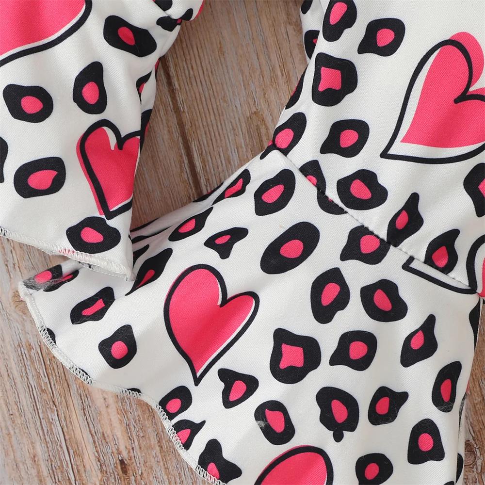 3PCS Mama's Girl Letter Heart Print Leopard Baby Set