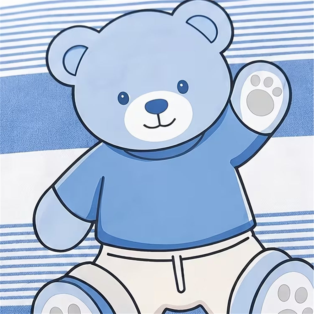 2PCS Cute Bear Stripe Print Long Sleeve Hoodie Baby Set