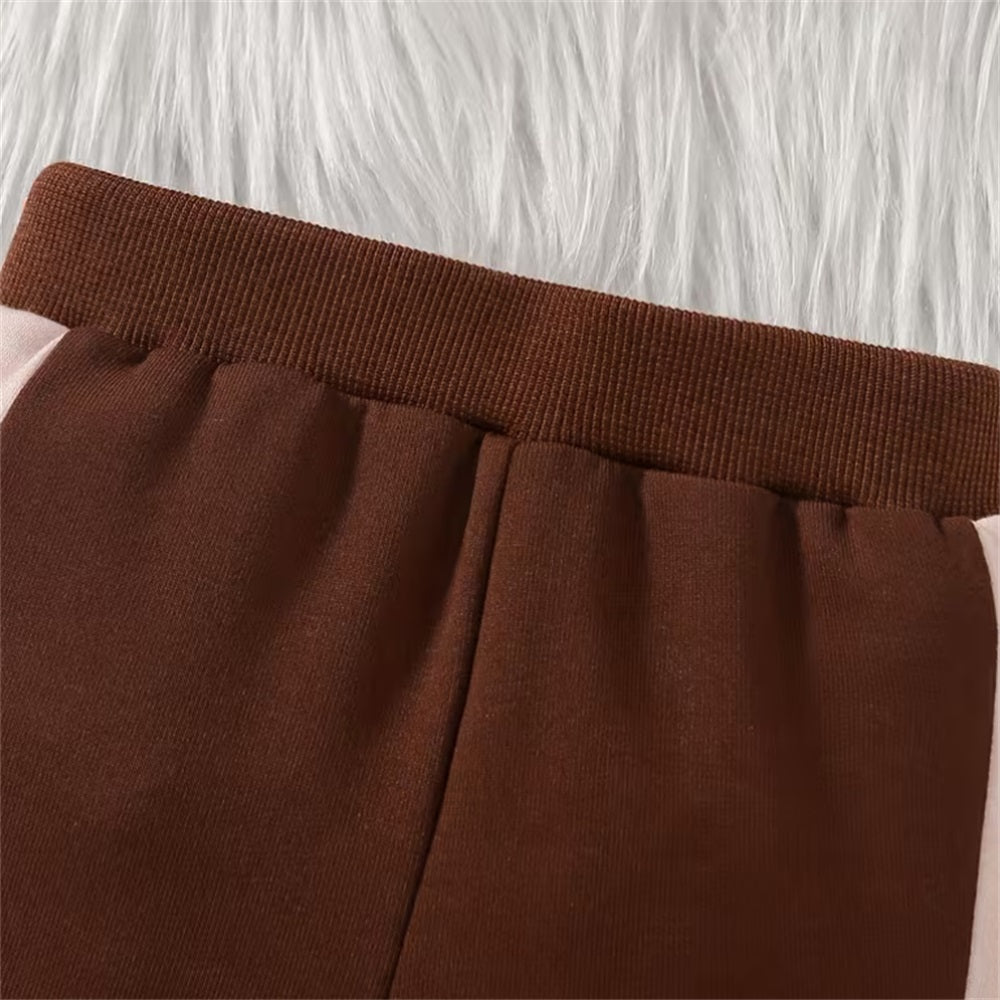 2PCS Cute Cartoon Bear Print Long Sleeve Baby Hooded Set