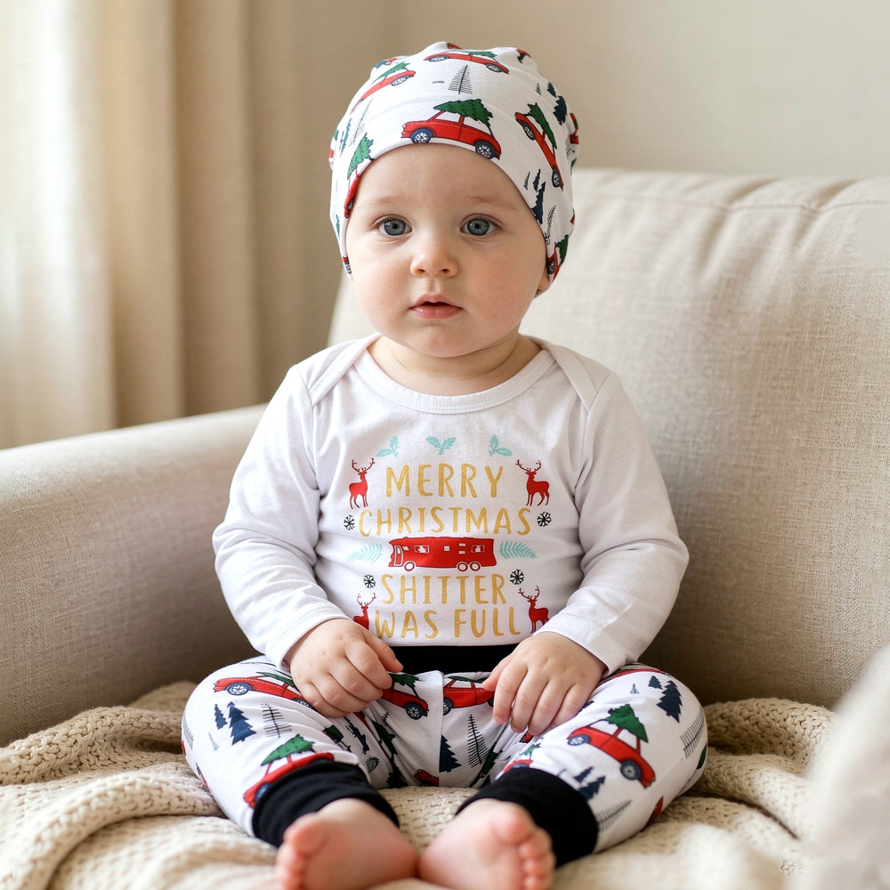 Conjunto de bebé con estampado de letras Feliz Navidad de 3 piezas