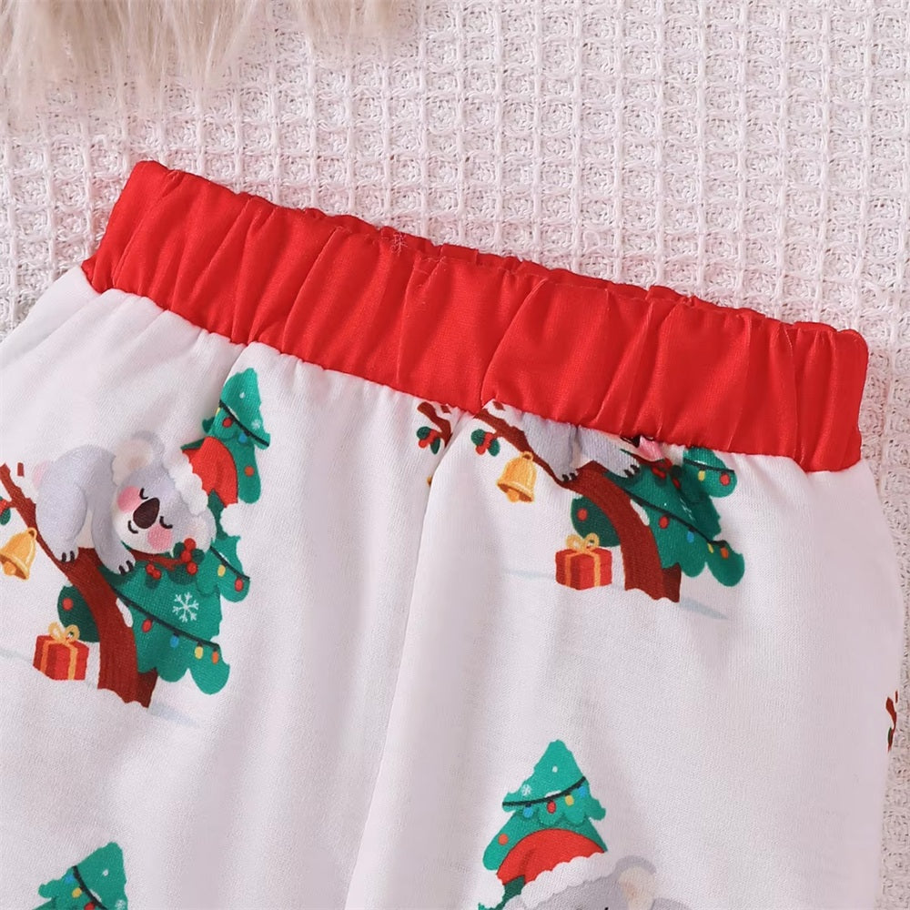 3PCS Christmas Tree Koala Print Long Sleeve Baby Set