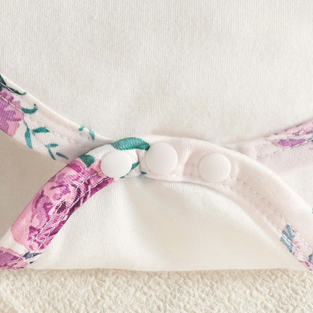 3PCS Charming The Princess Has Arrived Letter Floral Print Baby Set
