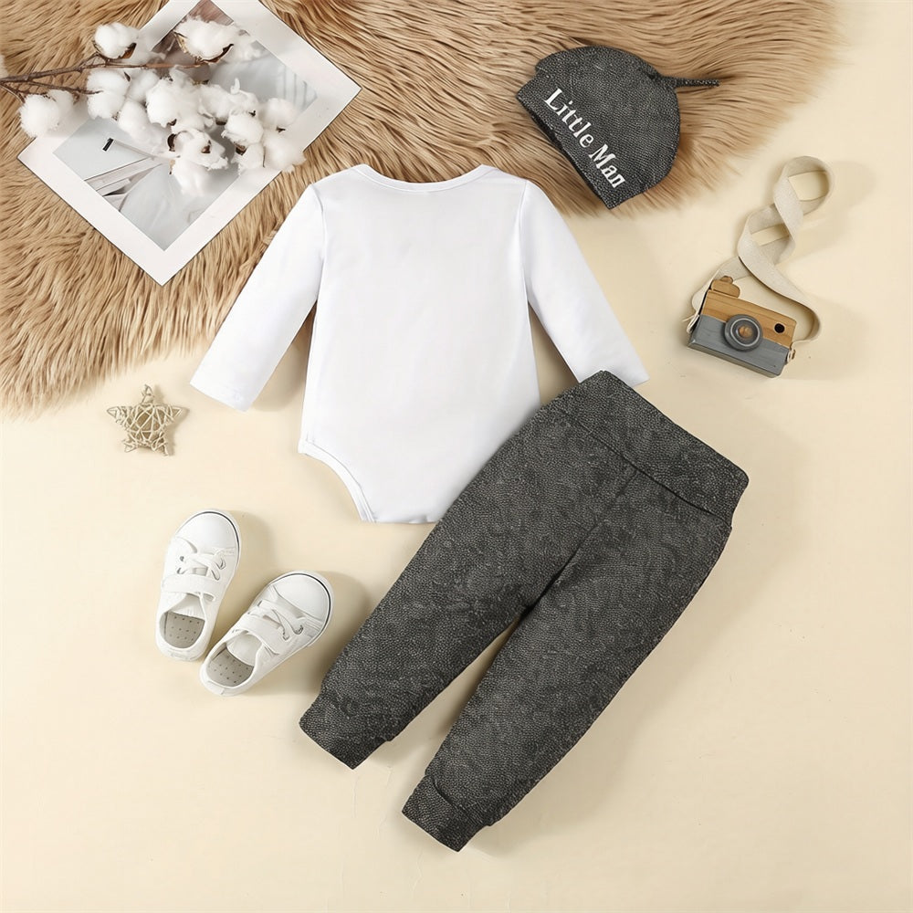 3PCS Cute Daddy And Me Best Buddies For Life Letter Print Baby Set