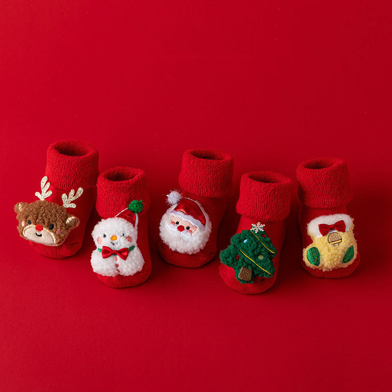 Thick Warm Christmas 3D Figure Decor Baby Socks
