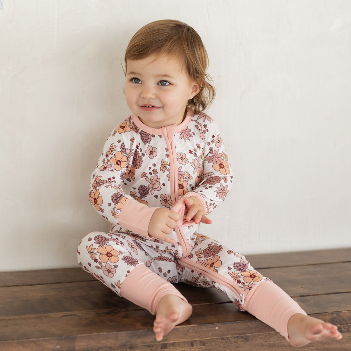 Gorgeous Floral Print Ruffle Zipper Baby Jumpsuit