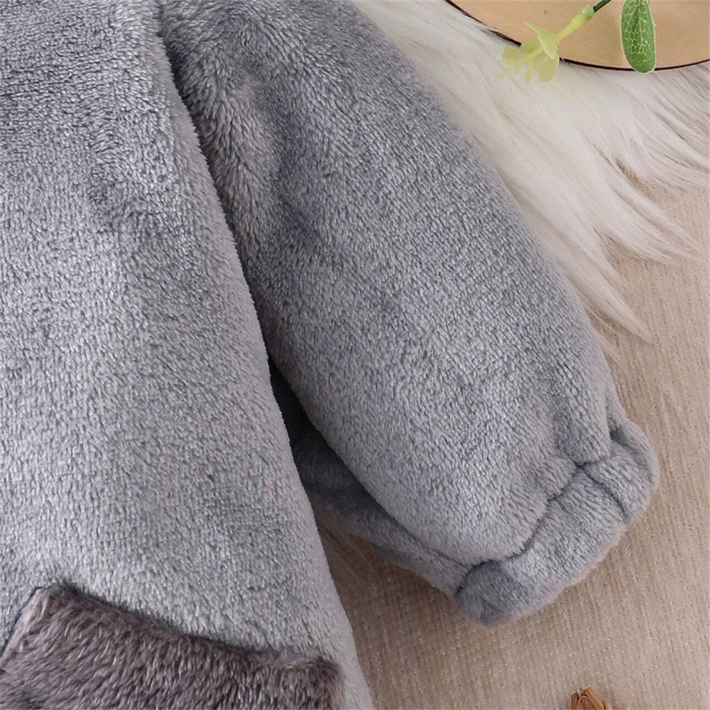 Cute Plush Raccoon Print Long Sleeve Hooded Baby Jumpsuit