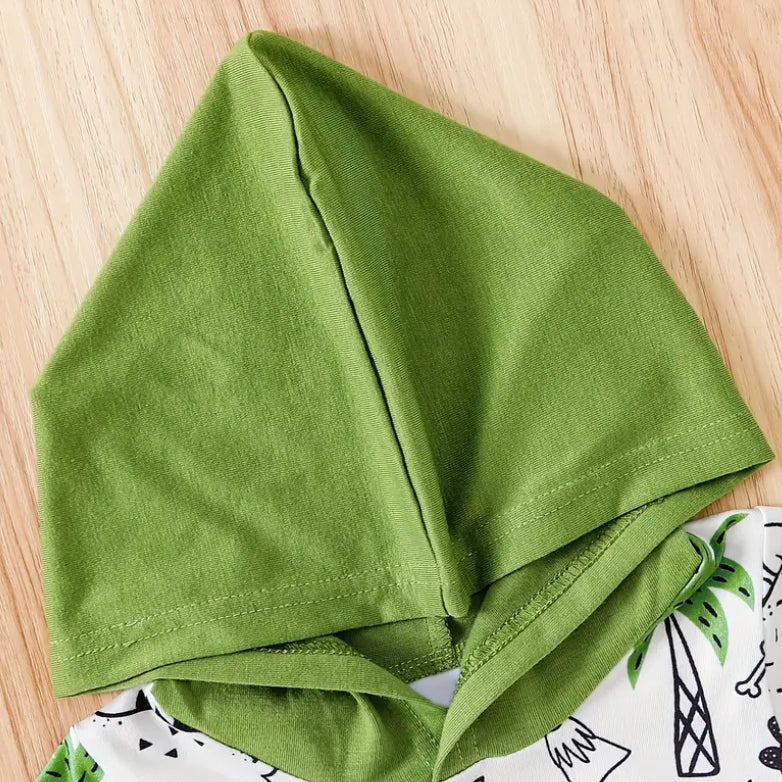 2PCS Casual Dinosaur Print Long Sleeve Hoodie Baby Set