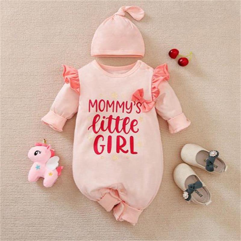 2PCS Mommy's Little Girl Letter Printed Baby Jumpsuit