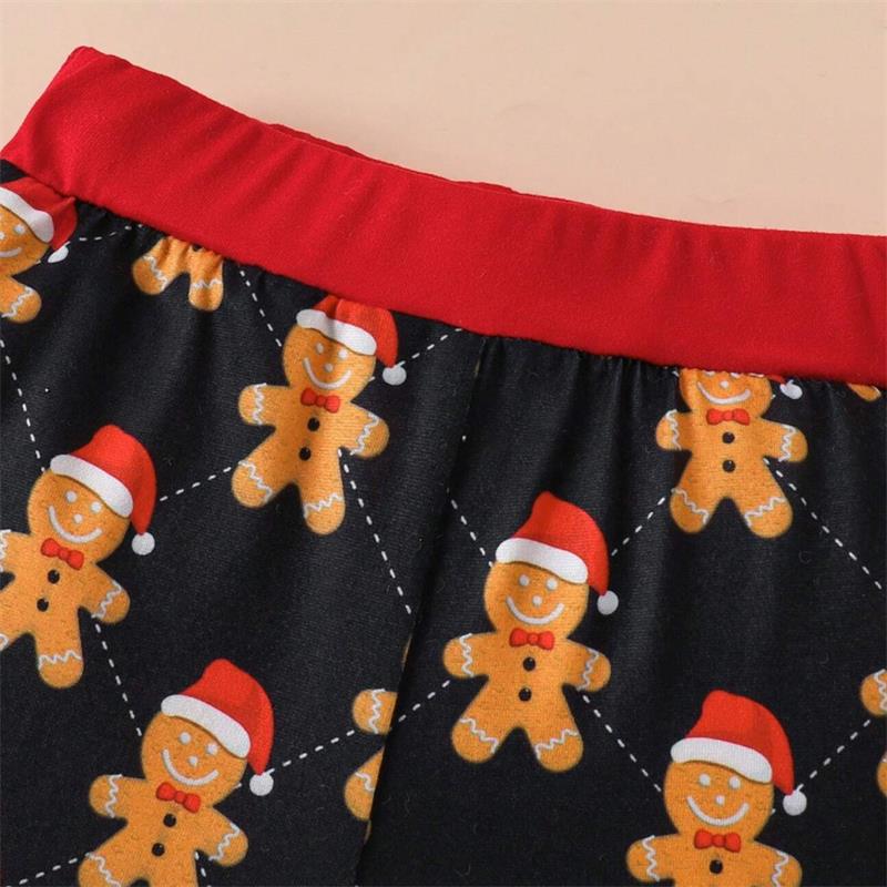 3PCS Merry Christmas Letter Gingerbread Print Baby Set