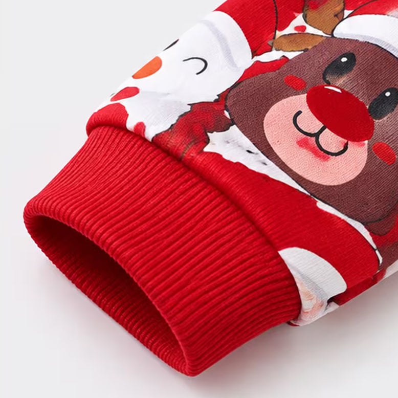 2PCS Cute Santa Snowman Print Long Sleeve Baby Christmas Jumpsuit