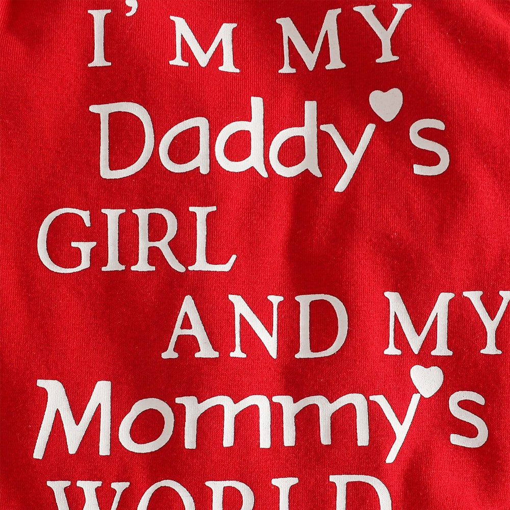 3PCS Daddy's Girl Mommy's World Letter 3D Floral Appliqué Baby Set
