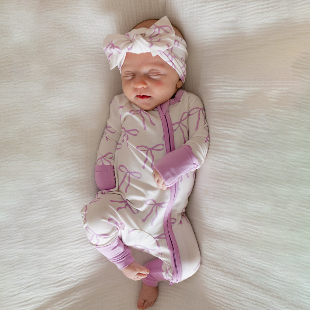 2PCS Cute Casual Bow Print Long Sleeve Baby Jumpsuit