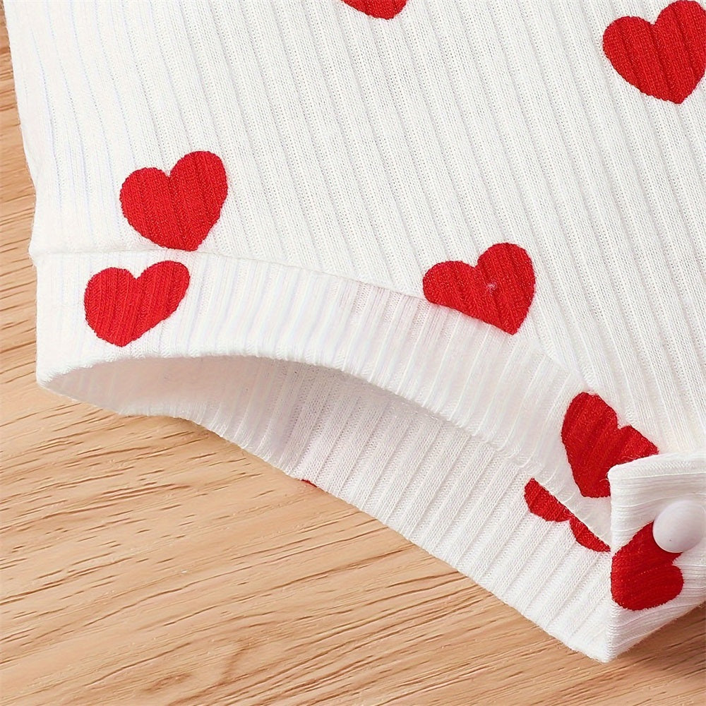 3PCS Casual Stylish Heart Printed Long Sleeve Baby Set