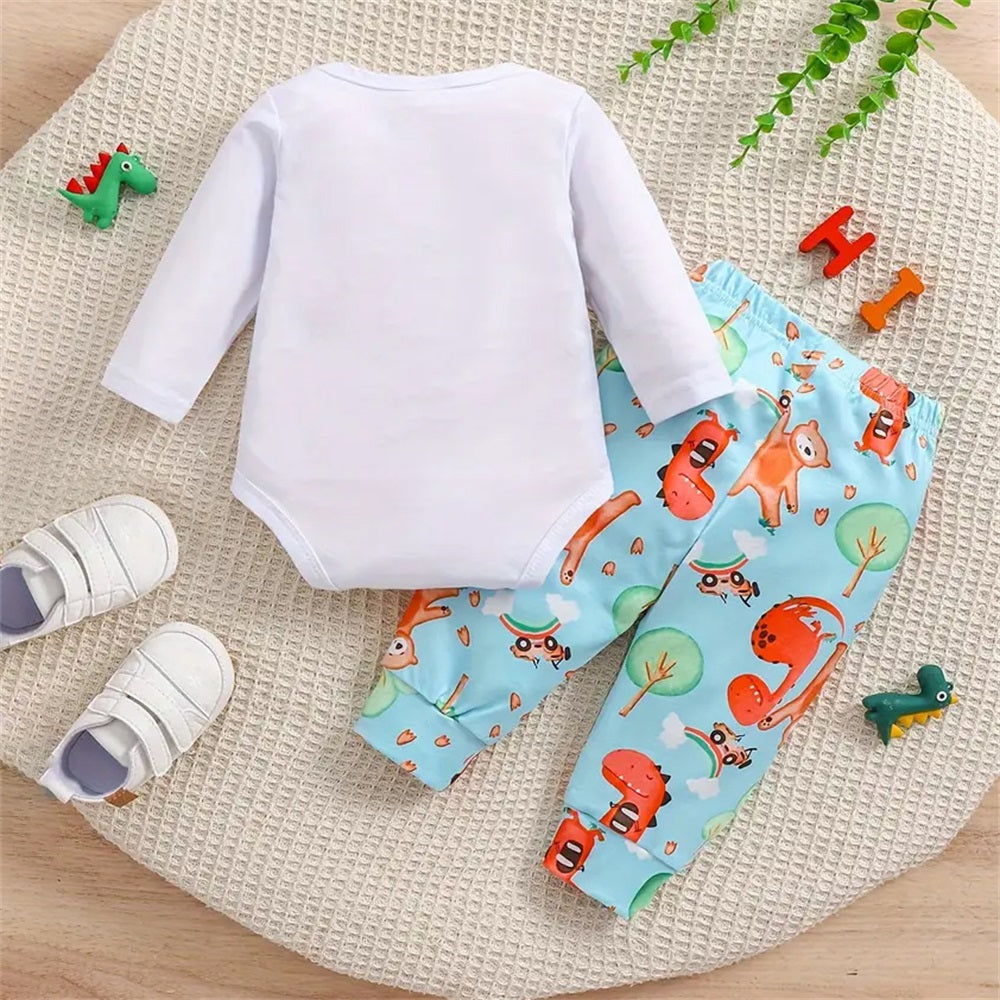 2PCS Casual Cute Animal Print Long Sleeve Baby Set