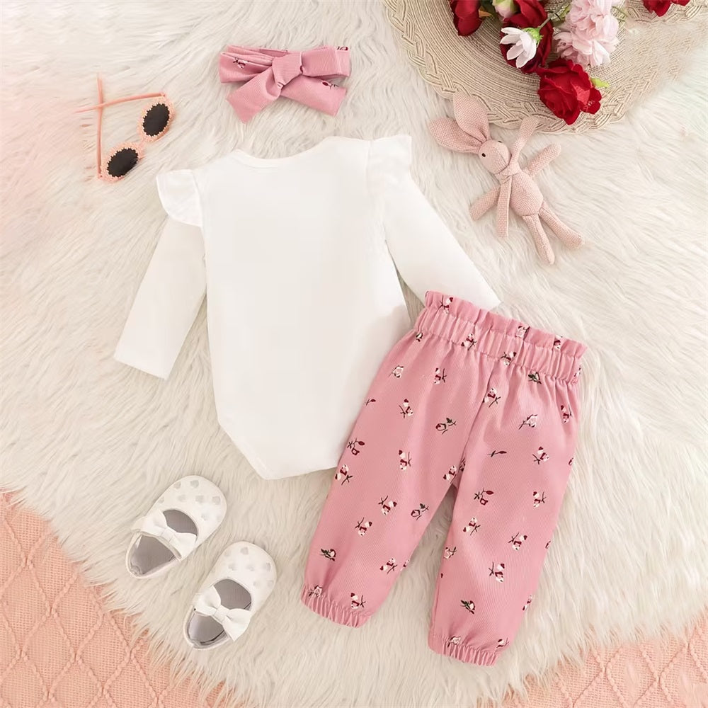3PCS Sweet Floral Print Long Sleeve Baby Set