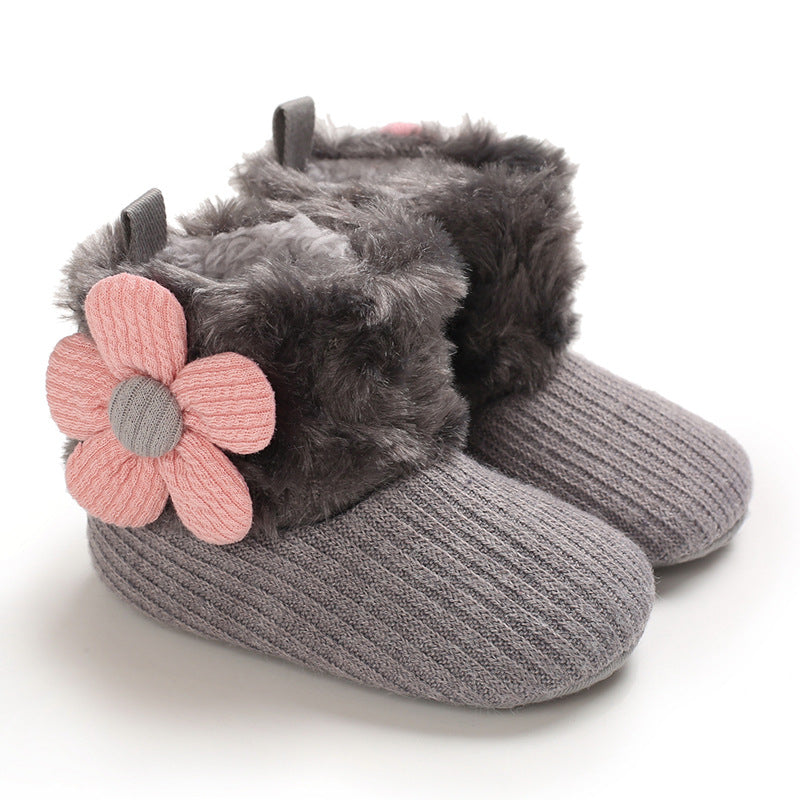 Hook Loop Fleece Snow Boots Soft Sole Baby Shoes