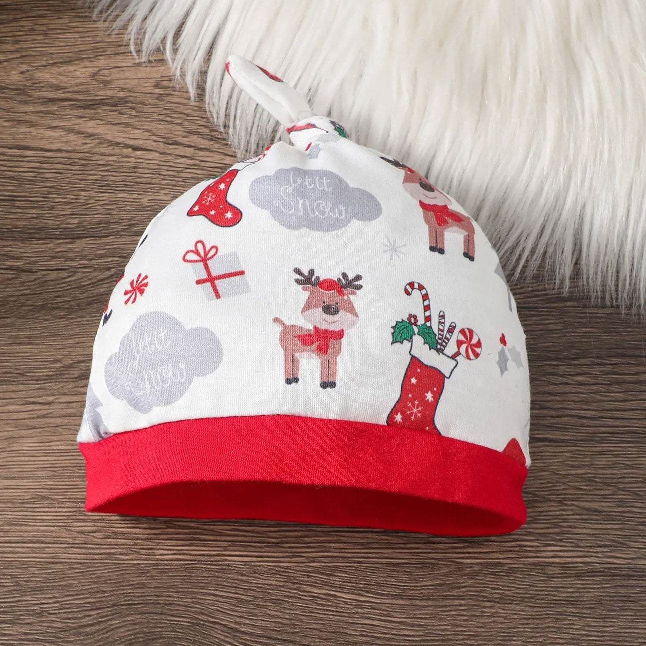 2PCS Adorable Christmas Santa Claus Elk Printed Baby Jumpsuit