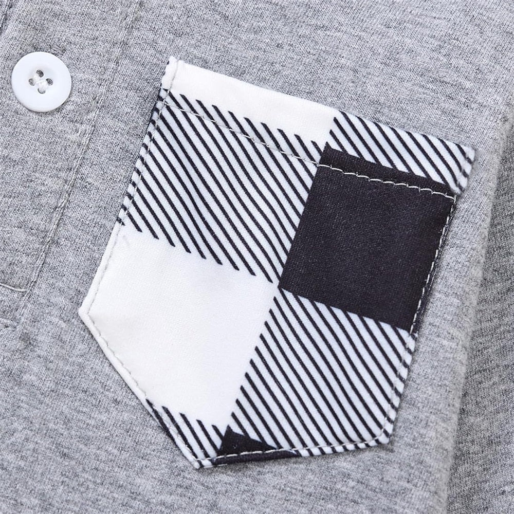 2PCS Casual Plaid Print Long Sleeve Baby Hooded Set