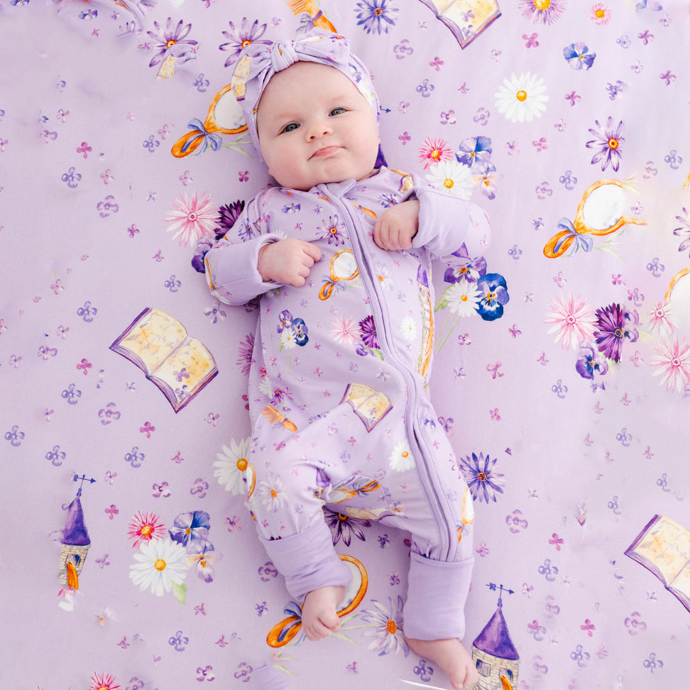 2PCS Quirky Floral Printed Zipper Baby Jumpsuit