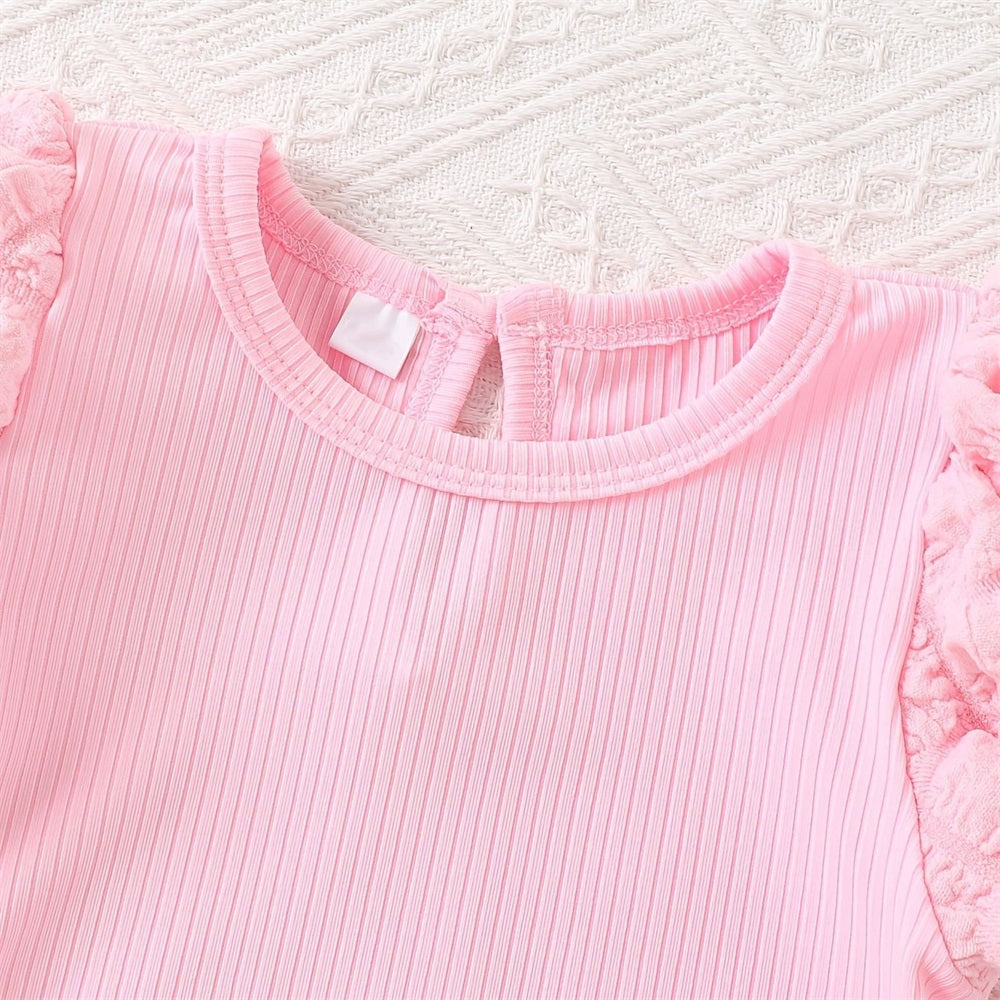 3PCS LOVE Letter Heart Printed Short Sleeve Baby Set