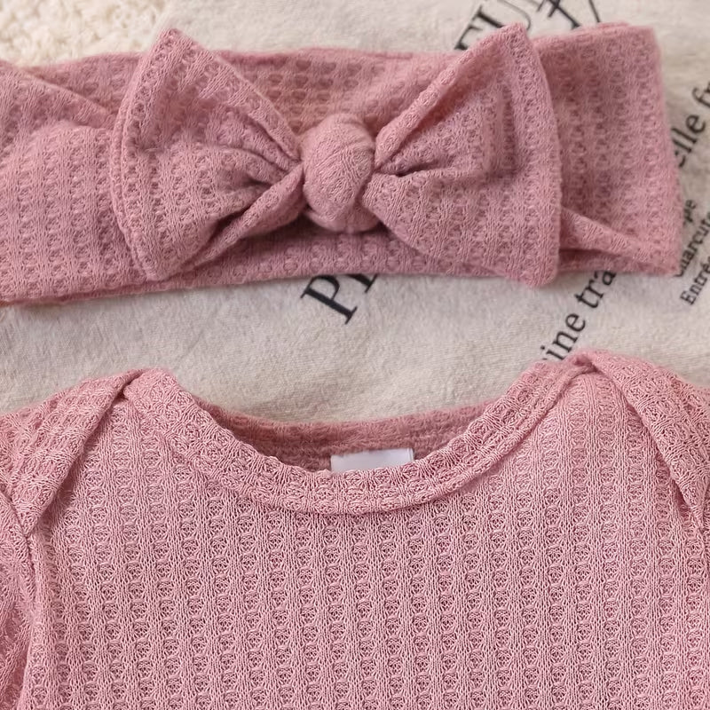 2PCS Hello I'm New Here Letter Printed Ruffle Baby Jumpsuit