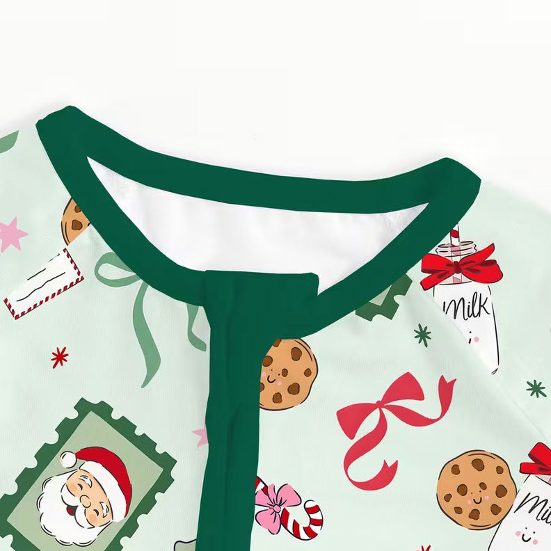 Santa Claus Christmas Elements Printed Baby Zipper Jumpsuit