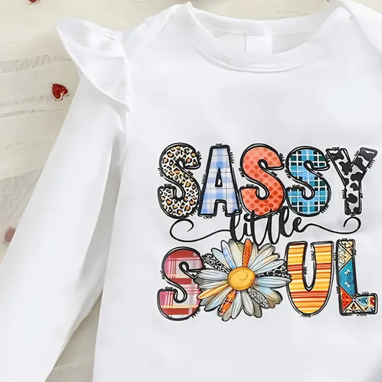 3PCS Sassy Little Soul Letter Leopard Printed Long Sleeve Baby Set