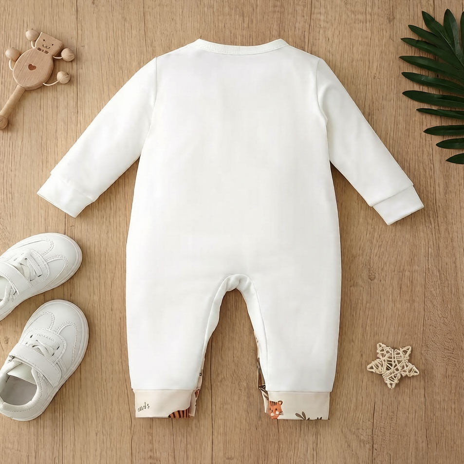 Classic Animal Print Long Sleeve Baby Jumpsuit