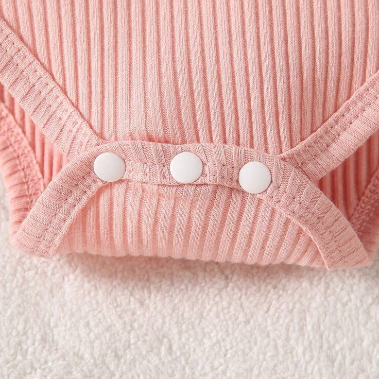 2PCS Sweet Solid Color Bow Long Sleeve Baby Girl Set