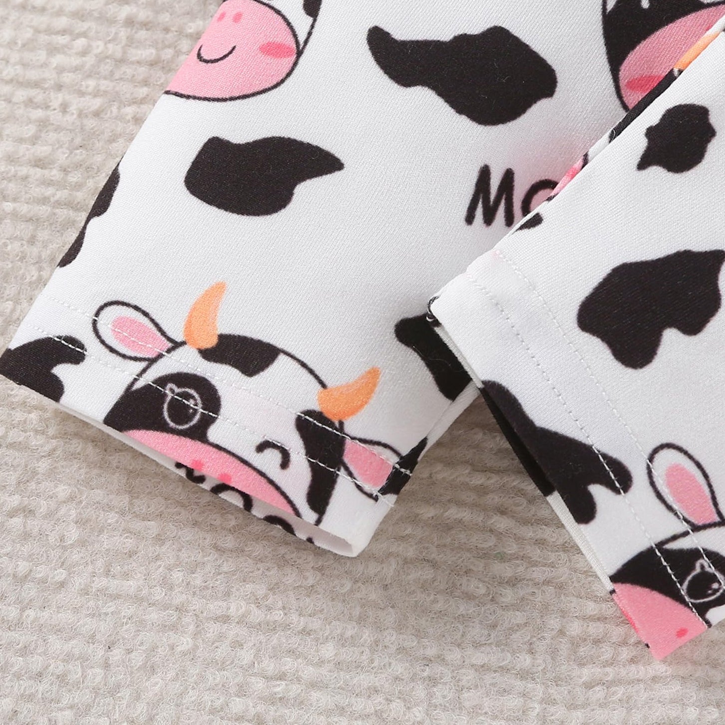 3PCS Cute Cow Printed Long Sleeve Baby Girl Set