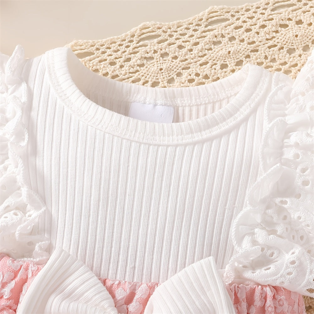 2PCS Cheerful Floral Print Short Sleeve Baby Girl Romper